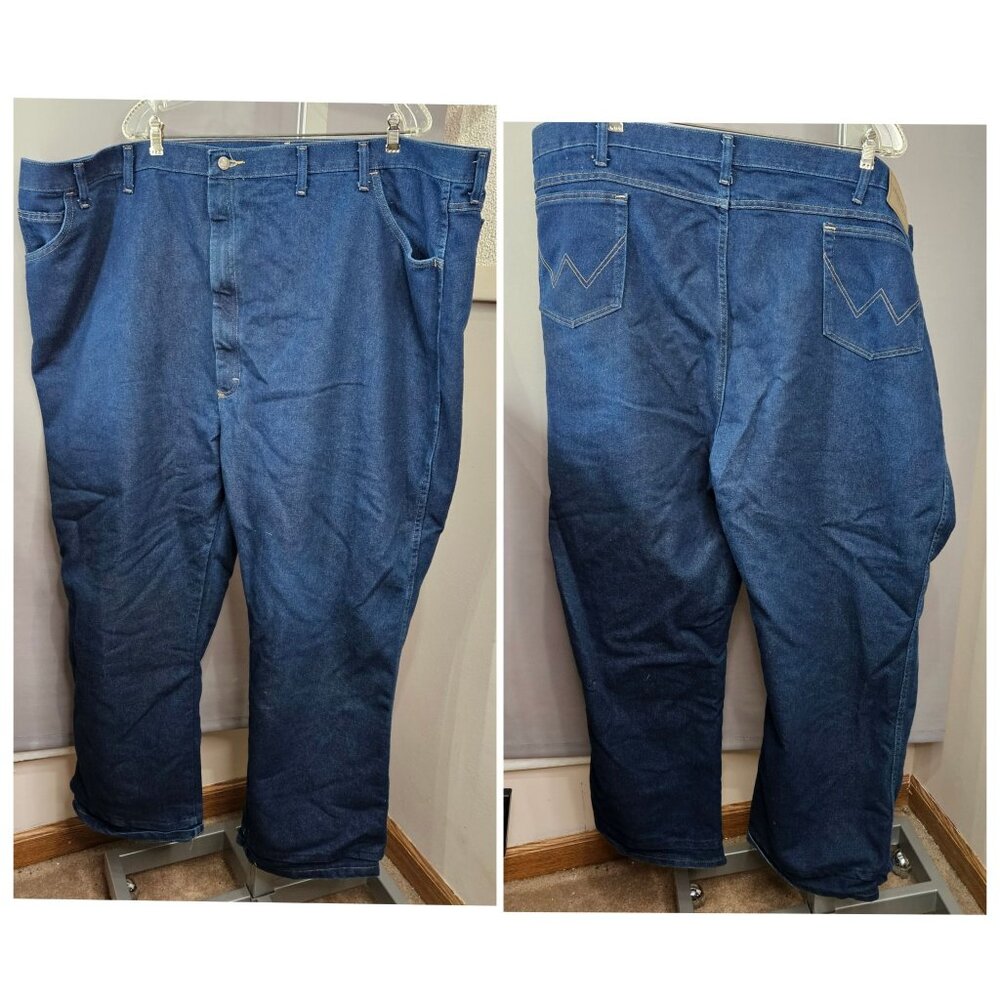 Wrangler Mens Rugged Wear Jeans 56X30 Blue Denim Cotton/Polyester Blend Relaxed